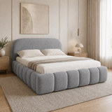 Home Collective Polsterbett Doppelbett Bett Bubble mit Stauraum und Metall-Lattenrost | Schlafzimmer Jugendzimmer Möbel | weicher Stoff modernes Design mit Steppung