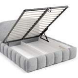 Home Collective Polsterbett Doppelbett Bett Bubble mit Stauraum und Metall-Lattenrost | Schlafzimmer Jugendzimmer Möbel | weicher Stoff modernes Design mit Steppung