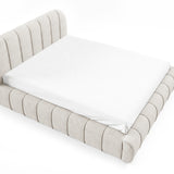 Home Collective Polsterbett Doppelbett Bett mit Stauraum und Metall-Lattenrost | Schlafzimmer Jugendzimmer Möbel | weicher Stoff modernes Design Längspolsterung