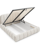 Home Collective Polsterbett Doppelbett Bett mit Stauraum und Metall-Lattenrost | Schlafzimmer Jugendzimmer Möbel | weicher Stoff modernes Design Längspolsterung