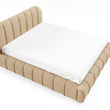 Home Collective Polsterbett Doppelbett Bett mit Stauraum und Metall-Lattenrost | Schlafzimmer Jugendzimmer Möbel | weicher Stoff modernes Design Längspolsterung