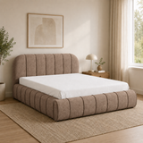Home Collective Polsterbett Doppelbett Bett mit Stauraum und Metall-Lattenrost | Schlafzimmer Jugendzimmer Möbel | weicher Stoff modernes Design Längspolsterung