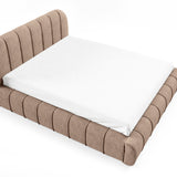 Home Collective Polsterbett Doppelbett Bett mit Stauraum und Metall-Lattenrost | Schlafzimmer Jugendzimmer Möbel | weicher Stoff modernes Design Längspolsterung