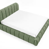 Home Collective Polsterbett Doppelbett Bett mit Stauraum und Metall-Lattenrost | Schlafzimmer Jugendzimmer Möbel | weicher Stoff modernes Design Längspolsterung