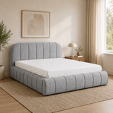 Home Collective Polsterbett Doppelbett Bett mit Stauraum und Metall-Lattenrost | Schlafzimmer Jugendzimmer Möbel | weicher Stoff modernes Design Längspolsterung