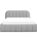 Home Collective Polsterbett Doppelbett Bett mit Stauraum und Metall-Lattenrost | Schlafzimmer Jugendzimmer Möbel | weicher Stoff modernes Design Längspolsterung