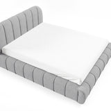 Home Collective Polsterbett Doppelbett Bett mit Stauraum und Metall-Lattenrost | Schlafzimmer Jugendzimmer Möbel | weicher Stoff modernes Design Längspolsterung