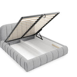 Home Collective Polsterbett Doppelbett Bett mit Stauraum und Metall-Lattenrost | Schlafzimmer Jugendzimmer Möbel | weicher Stoff modernes Design Längspolsterung