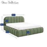 Home Collective Polsterbett Doppelbett Bett mit Stauraum und Metall-Lattenrost | Schlafzimmer Jugendzimmer Möbel | weicher Stoff modernes Design Längspolsterung