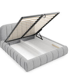 Home Collective Polsterbett Doppelbett Bett mit Stauraum und Metall-Lattenrost | Schlafzimmer Jugendzimmer Möbel | weicher Stoff modernes Design Längspolsterung