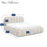 Home Collective Polsterbett Doppelbett Bett mit Stauraum und Metall-Lattenrost | Schlafzimmer Jugendzimmer Möbel | weicher Stoff modernes Design Längspolsterung