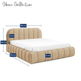 Home Collective Polsterbett Doppelbett Bett mit Stauraum und Metall-Lattenrost | Schlafzimmer Jugendzimmer Möbel | weicher Stoff modernes Design Längspolsterung