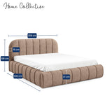 Home Collective Polsterbett Doppelbett Bett mit Stauraum und Metall-Lattenrost | Schlafzimmer Jugendzimmer Möbel | weicher Stoff modernes Design Längspolsterung