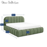 Home Collective Polsterbett Doppelbett Bett mit Stauraum und Metall-Lattenrost | Schlafzimmer Jugendzimmer Möbel | weicher Stoff modernes Design Längspolsterung