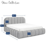 Home Collective Polsterbett Doppelbett Bett mit Stauraum und Metall-Lattenrost | Schlafzimmer Jugendzimmer Möbel | weicher Stoff modernes Design Längspolsterung