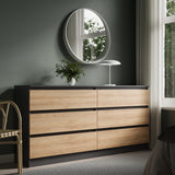 Kommode mit 6 Schubladen 95 | 120 | 140 | 160 cm breit Kommode Holz Schrank Kommode mit Schubladen Sideboard Highboard Anrichte Schlafzimmer Wohnzimmer Flur Büro Organizer