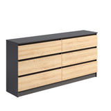 Kommode mit 6 Schubladen 95 | 120 | 140 | 160 cm breit Kommode Holz Schrank Kommode mit Schubladen Sideboard Highboard Anrichte Schlafzimmer Wohnzimmer Flur Büro Organizer