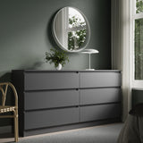 Kommode mit 6 Schubladen 95 | 120 | 140 | 160 cm breit Kommode Holz Schrank Kommode mit Schubladen Sideboard Highboard Anrichte Schlafzimmer Wohnzimmer Flur Büro Organizer