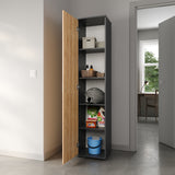 Schmaler Mehrzweckschrank 40 cm breit mit 1 Tür & 4 Einlegeböden | Universalschrank Haushaltsschrank für Haushalt, Flur, Büro oder Schlafzimmer | 40x35x184 cm (BxTxH)