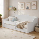 Kids Collective Kinderbett Bodenbett 160 x 80 cm Bett mit Rausfallschutz & Lattenrost | Montessori Bett Gitterbett Jugendbett Einzelbett | Kleinkindbett für Jungen & Mädchen | Weiß