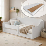 Kids Collective Kinderbett Bodenbett 160 x 80 cm Bett mit Rausfallschutz & Lattenrost | Montessori Bett Gitterbett Jugendbett Einzelbett | Kleinkindbett für Jungen & Mädchen | Weiß