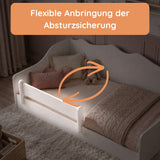 Kids Collective Kinderbett Bodenbett 160 x 80 cm Bett mit Rausfallschutz & Lattenrost | Montessori Bett Gitterbett Jugendbett Einzelbett | Kleinkindbett für Jungen & Mädchen | Weiß
