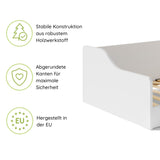 Kids Collective Kinderbett Bodenbett 160 x 80 cm Bett mit Rausfallschutz & Lattenrost | Montessori Bett Gitterbett Jugendbett Einzelbett | Kleinkindbett für Jungen & Mädchen | Weiß