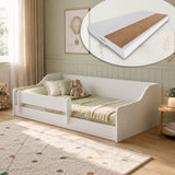 Kids Collective Kinderbett Bodenbett 160 x 80 cm Bett mit Rausfallschutz & Lattenrost | Montessori Bett Gitterbett Jugendbett Einzelbett | Kleinkindbett für Jungen & Mädchen | Weiß