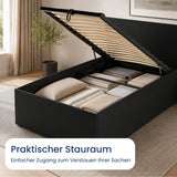 Home Collective Bett Doppelbett Bettgestell Stauraumbett | Schlafzimmer Jugendzimmer Möbel | inkl. Lattenrost | erhältliche Größen 90x200, 120x200, 140x200, 160x200, 180x200 cm