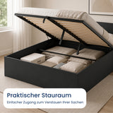 Home Collective Bett Doppelbett Bettgestell Stauraumbett | Schlafzimmer Jugendzimmer Möbel | inkl. Lattenrost | erhältliche Größen 90x200, 120x200, 140x200, 160x200, 180x200 cm