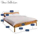 Home Collective Bett Doppelbett Holzbett Bettgestell Massivholzbett | Schlafzimmer Möbel | Japandi Skandi Design  | erhältliche Größen 120x200, 140x200, 160x200, 180x200 cm