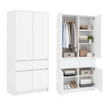Home Collective Kleiderschrank Schrank Schlafzimmer Garderobenschrank Mehrzweckschrank Hochschrank | variable Innenaufteilung ,2 Schubladen optionaler Aufsatz | 100 x 50,5 x 180,5 cm