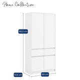 Home Collective Kleiderschrank Schrank Schlafzimmer Garderobenschrank Mehrzweckschrank Hochschrank | variable Innenaufteilung ,2 Schubladen optionaler Aufsatz | 100 x 50,5 x 180,5 cm