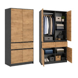 Home Collective Kleiderschrank Schrank Schlafzimmer Garderobenschrank Mehrzweckschrank Hochschrank | variable Innenaufteilung ,2 Schubladen optionaler Aufsatz | 100 x 50,5 x 180,5 cm
