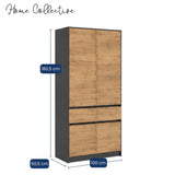 Home Collective Kleiderschrank Schrank Schlafzimmer Garderobenschrank Mehrzweckschrank Hochschrank | variable Innenaufteilung ,2 Schubladen optionaler Aufsatz | 100 x 50,5 x 180,5 cm