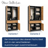 Home Collective Kleiderschrank Schrank Schlafzimmer Garderobenschrank Mehrzweckschrank Hochschrank | variable Innenaufteilung ,2 Schubladen optionaler Aufsatz | 100 x 50,5 x 180,5 cm