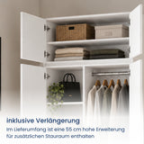 Home Collective Kleiderschrank Schrank Schlafzimmer Garderobenschrank Mehrzweckschrank Hochschrank | variable Innenaufteilung ,2 Schubladen optionaler Aufsatz | 100 x 50,5 x 180,5 cm