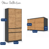 Home Collective Kleiderschrank Schrank Schlafzimmer Garderobenschrank Mehrzweckschrank Hochschrank | variable Innenaufteilung ,2 Schubladen optionaler Aufsatz | 100 x 50,5 x 180,5 cm