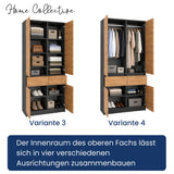 Home Collective Kleiderschrank Schrank Schlafzimmer Garderobenschrank Mehrzweckschrank Hochschrank | variable Innenaufteilung ,2 Schubladen optionaler Aufsatz | 100 x 50,5 x 180,5 cm