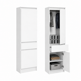 Home Collective Hochschrank Schrank Garderobenschrank Mehrzweckschrank 50 cm | variable Aufteilung mit Kleiderstangen und Einlegeböden, 1 Schublade, erweiterbar | 50 x 180,5 x 50,5 cm