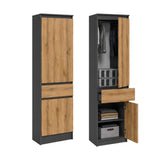 Home Collective Hochschrank Schrank Garderobenschrank Mehrzweckschrank 50 cm | variable Aufteilung mit Kleiderstangen und Einlegeböden, 1 Schublade, erweiterbar | 50 x 180,5 x 50,5 cm