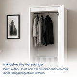 Home Collective Hochschrank Schrank Garderobenschrank Mehrzweckschrank 50 cm | variable Aufteilung mit Kleiderstangen und Einlegeböden, 1 Schublade, erweiterbar | 50 x 180,5 x 50,5 cm