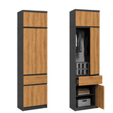 Home Collective Hochschrank Schrank Garderobenschrank Mehrzweckschrank 50 cm | variable Aufteilung mit Kleiderstangen und Einlegeböden, 1 Schublade, erweiterbar | 50 x 180,5 x 50,5 cm