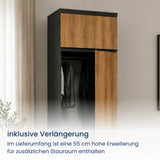 Home Collective Hochschrank Schrank Garderobenschrank Mehrzweckschrank 50 cm | variable Aufteilung mit Kleiderstangen und Einlegeböden, 1 Schublade, erweiterbar | 50 x 180,5 x 50,5 cm