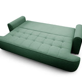 Home Collective Sofa Couch Schlafsofa ausziehbar inkl. Bettkasten Schlafcouch Gästebett 250 cm | weicher Velours & Easy Clean | Wohnzimmer Sofa quadratische Steppung | inkl. Kissen
