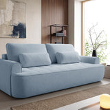 Home Collective Sofa Couch Schlafsofa ausziehbar inkl. Bettkasten Schlafcouch Gästebett 250 cm | weicher Velours & Easy Clean | Wohnzimmer Sofa quadratische Steppung | inkl. Kissen