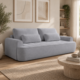 Home Collective Sofa Couch Schlafsofa ausziehbar inkl. Bettkasten Schlafcouch Gästebett 250 cm | weicher Velours & Easy Clean | Wohnzimmer Sofa quadratische Steppung | inkl. Kissen