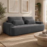 Home Collective Sofa Couch Schlafsofa ausziehbar inkl. Bettkasten Schlafcouch Gästebett 250 cm | weicher Velours & Easy Clean | Wohnzimmer Sofa quadratische Steppung | inkl. Kissen