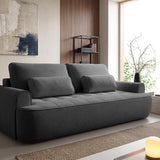 Home Collective Sofa Couch Schlafsofa ausziehbar inkl. Bettkasten Schlafcouch Gästebett 250 cm | weicher Velours & Easy Clean | Wohnzimmer Sofa quadratische Steppung | inkl. Kissen