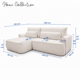 Home Collective Ecksofa Sofa Couch Wohnlandschaft ausziehbar inkl. Bettkasten Schlafsofa Gästebett 260x165 cm | weicher Velours & Easy Clean | Wohnzimmer Sofa L-Form | inkl. Kissen